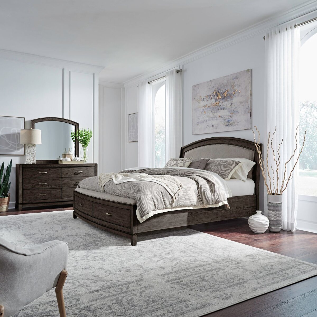 221d9366886334c970b22606d3e9bf0e Avalon Queen Uph Storage Bed, Dresser & Mirror - Image 1