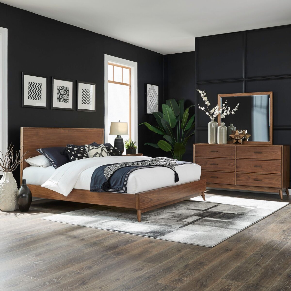 36d3fc4cc8017808e4c86a458671142e Queen Platform Bed, Dresser & Mirror - Image 1