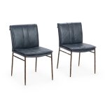Mayer Leather Dining Chair Set Of 2 - Ocean Blue