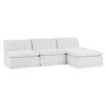 Haven Leather Modular 3pc Sectional W/ Ottoman - White - Image 3