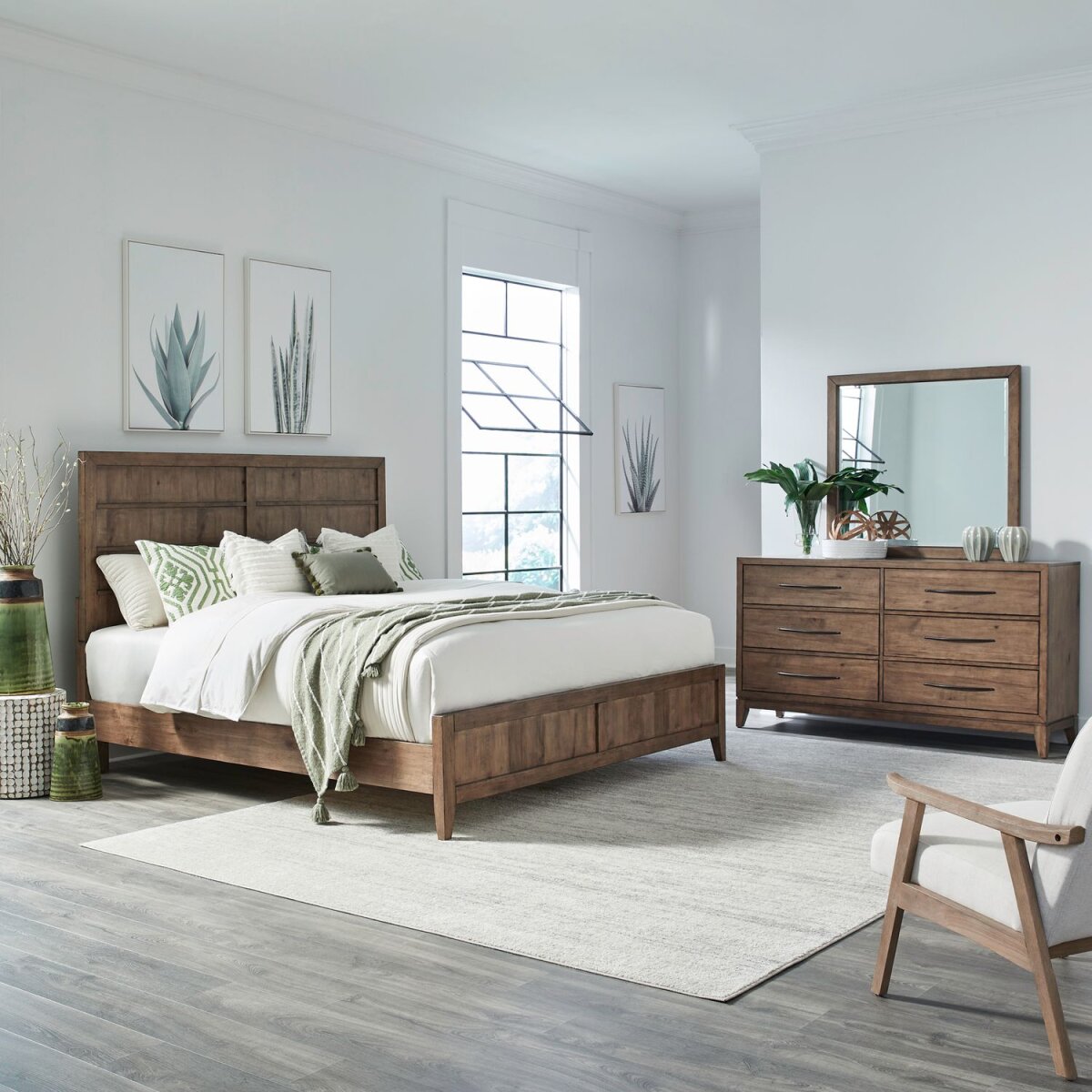 9c0585dc27cbef3caae1096e2de05146 Queen Panel Bed, Dresser & Mirror - Image 1