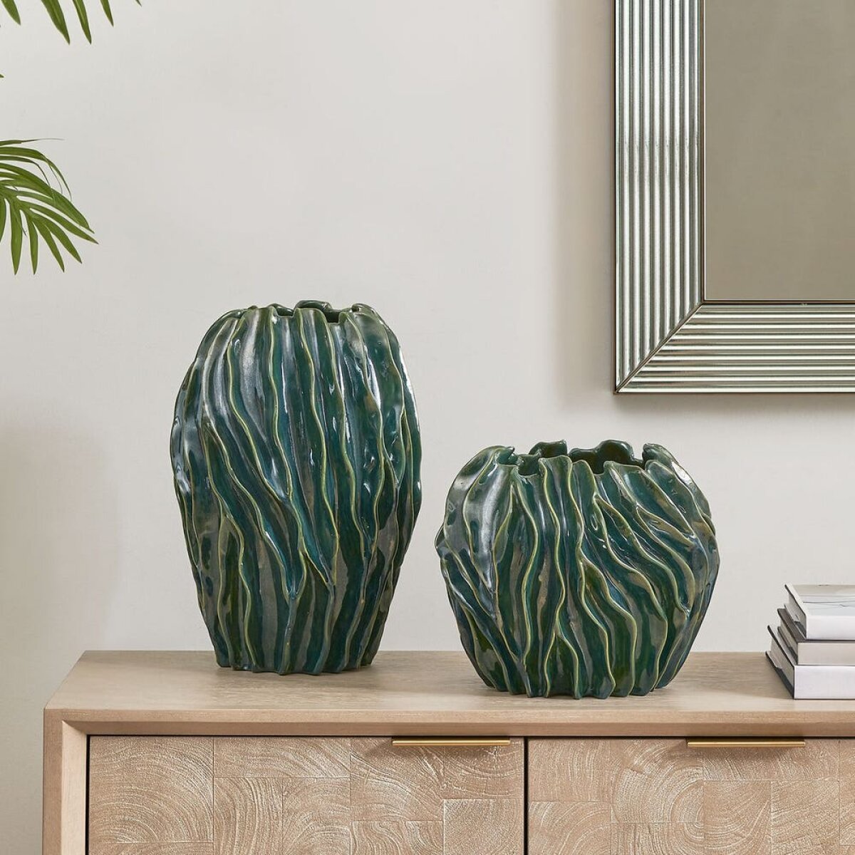 9e73f85eaf199e33f4fe5ac99f187ad8 Veridian Ridge Indoor-outdoor Vases, S/2 - Image 1