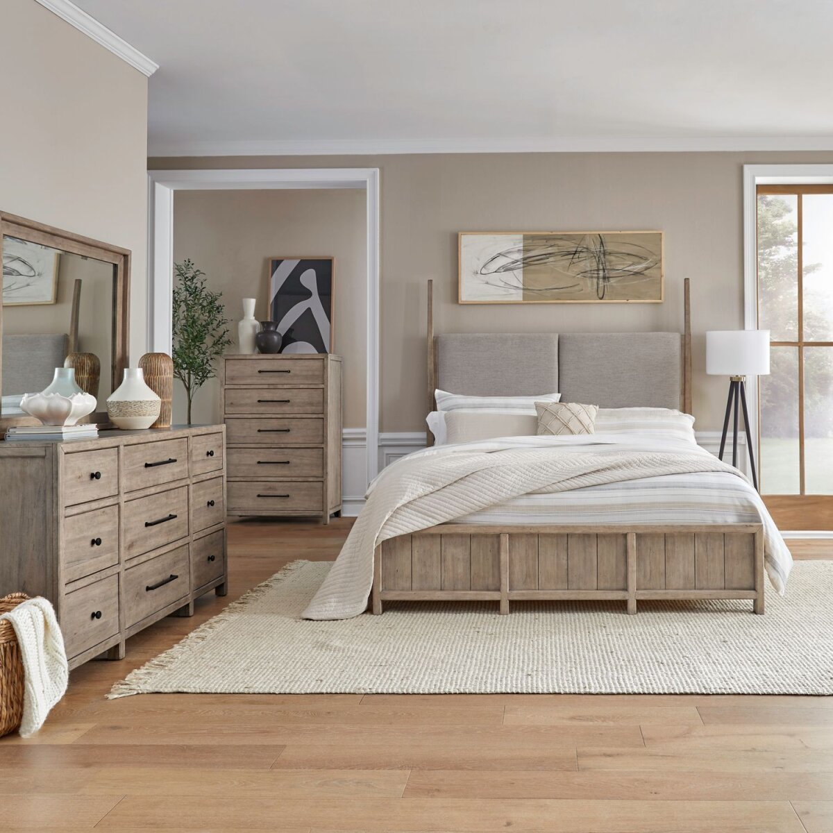 a3389f7ad6be241b3b6c089193af2e06 King Poster Bed, Dresser & Mirror, Chest - Image 1