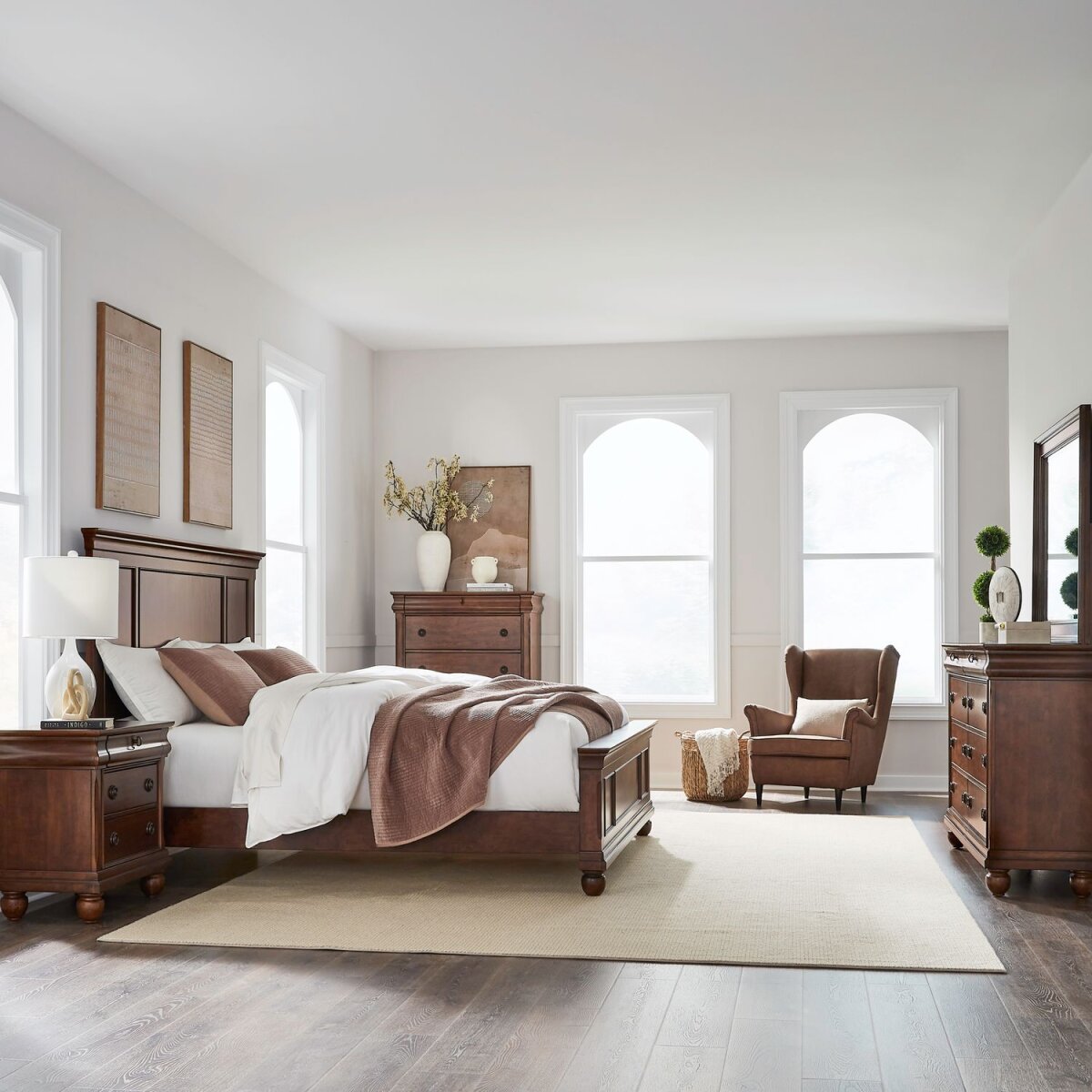 b76fe452f6a4d2fa1b3b1eb32dead2af King California Panel Bed, Dresser & Mirror, Chest, Night Stand - Image 1