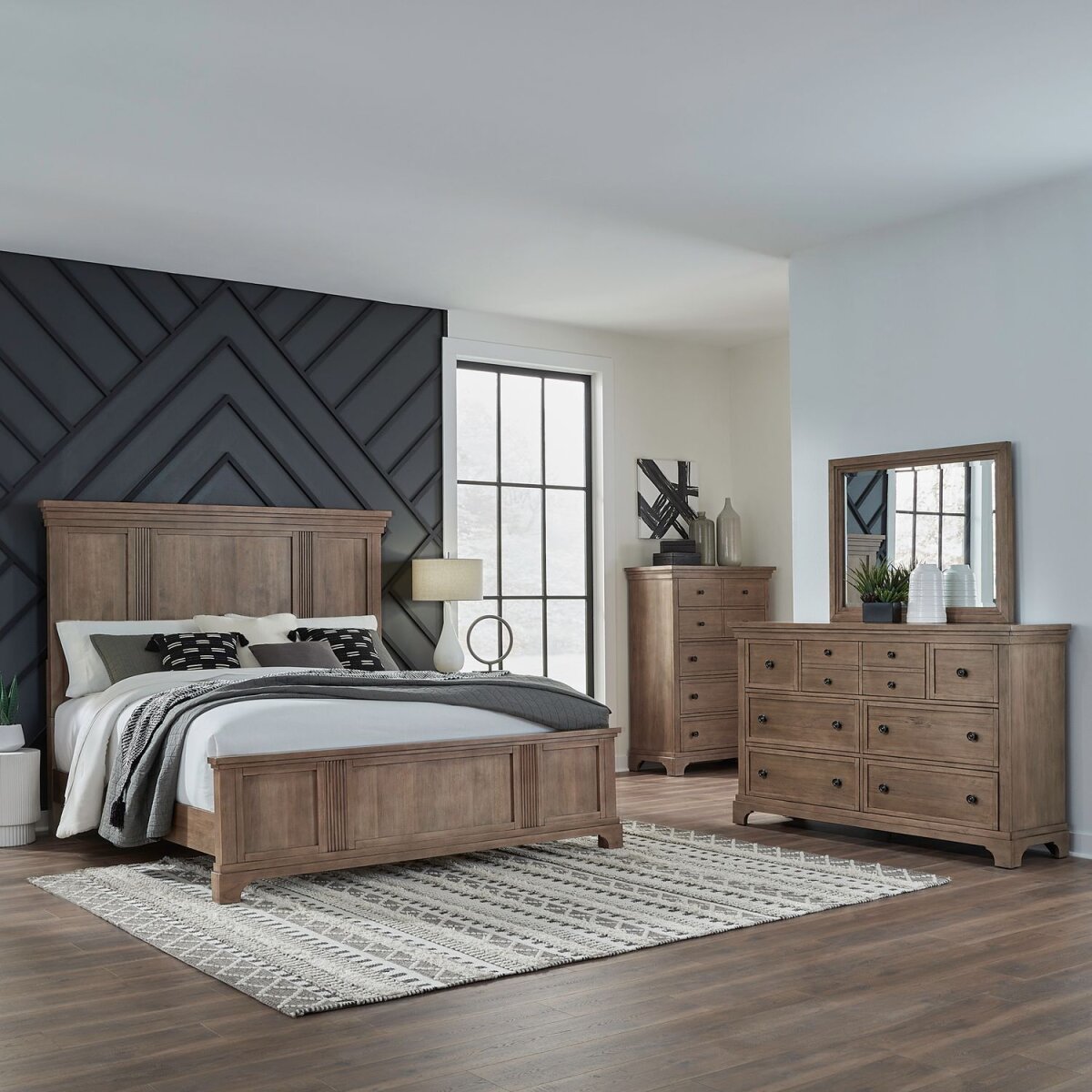 d0c127d91230293a1fcbf25fa0e4e1ea King Panel Bed, Dresser & Mirror, Chest - Image 1
