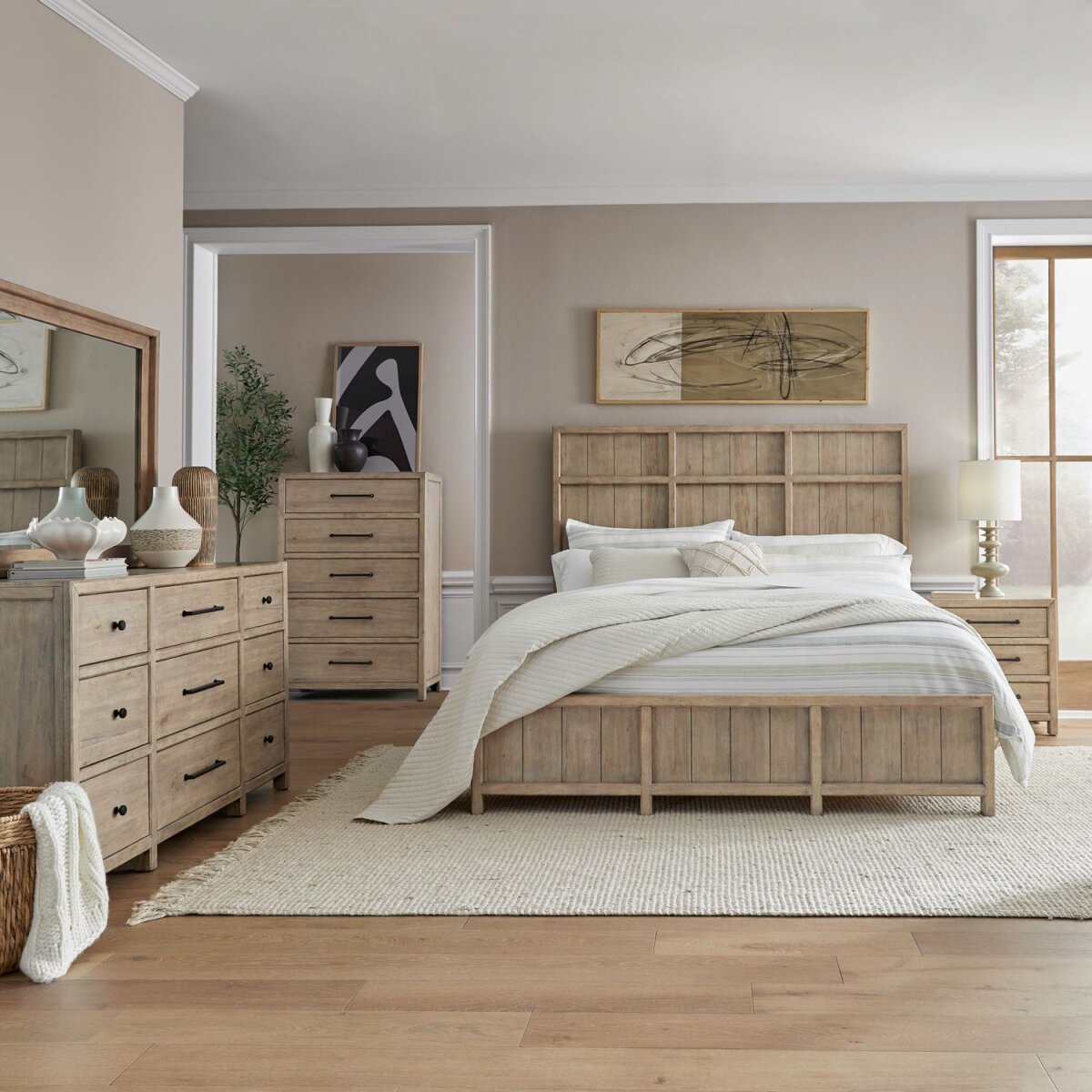 d5ca566559b966a6c2bf1aa3447bfe77 Proximity Place Queen Panel Bed, Dresser & Mirror, Chest, Night Stand - Image 1