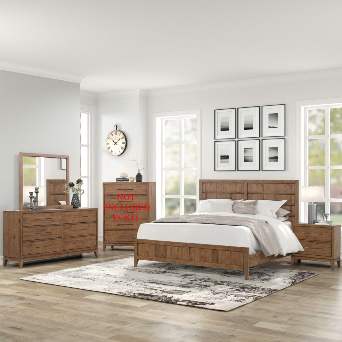 e73754ff6135e1ef8370fbece11607cd King California Panel Bed, Dresser & Mirror, Night Stand - Image 1