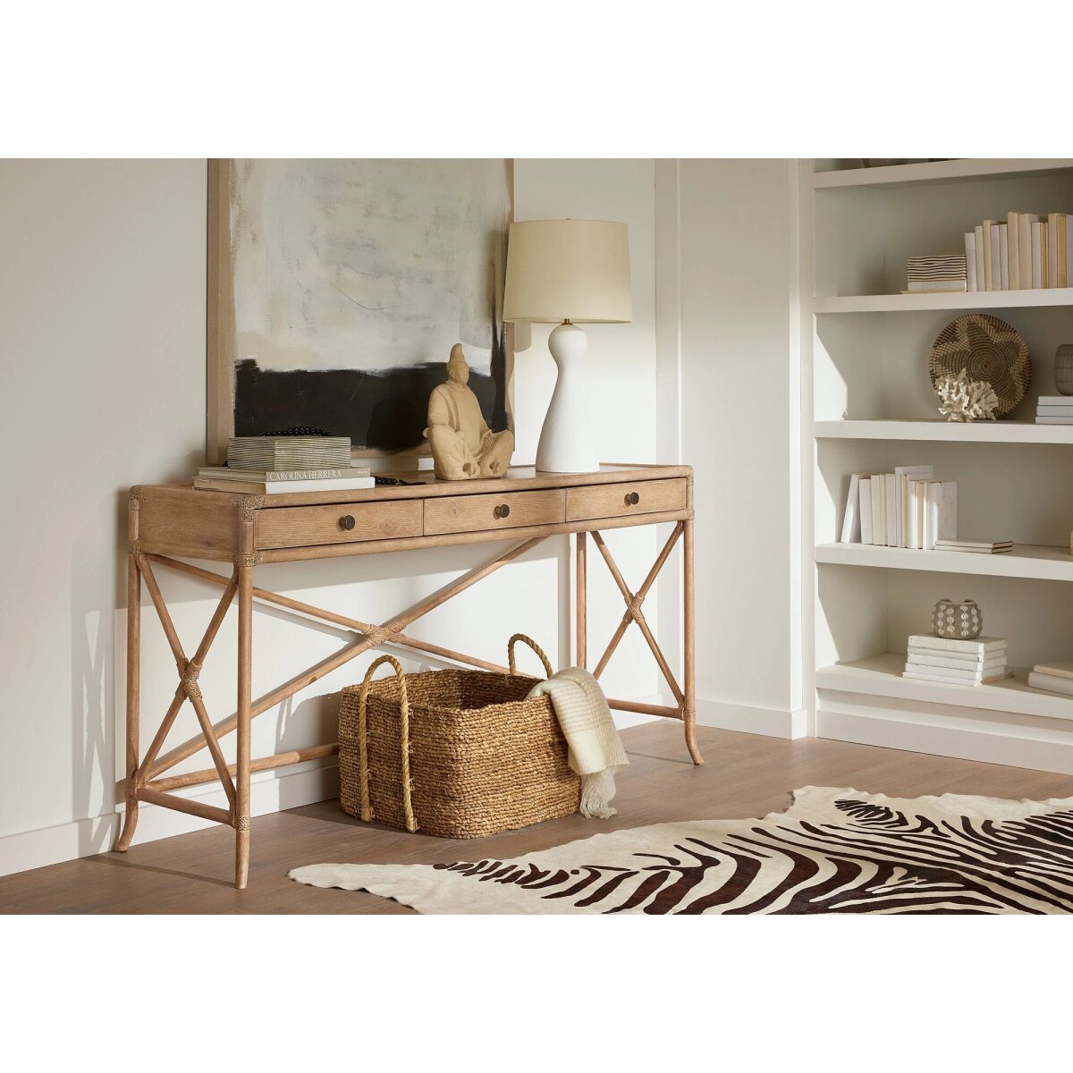 27aed466545dae4b0492955bf9462104 Retreat Pole Rattan Console - Image 1