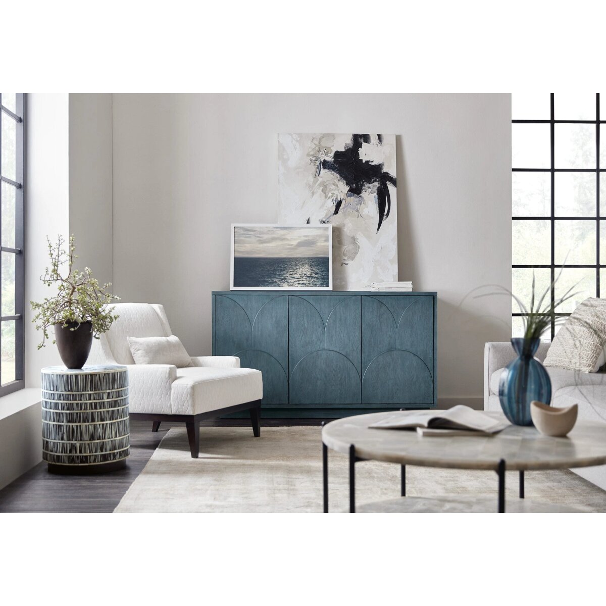 2c39c39c21f6d064d2b2bb1a172a4168 Melange Round Valley Three Door Entertainment Credenza - Image 1