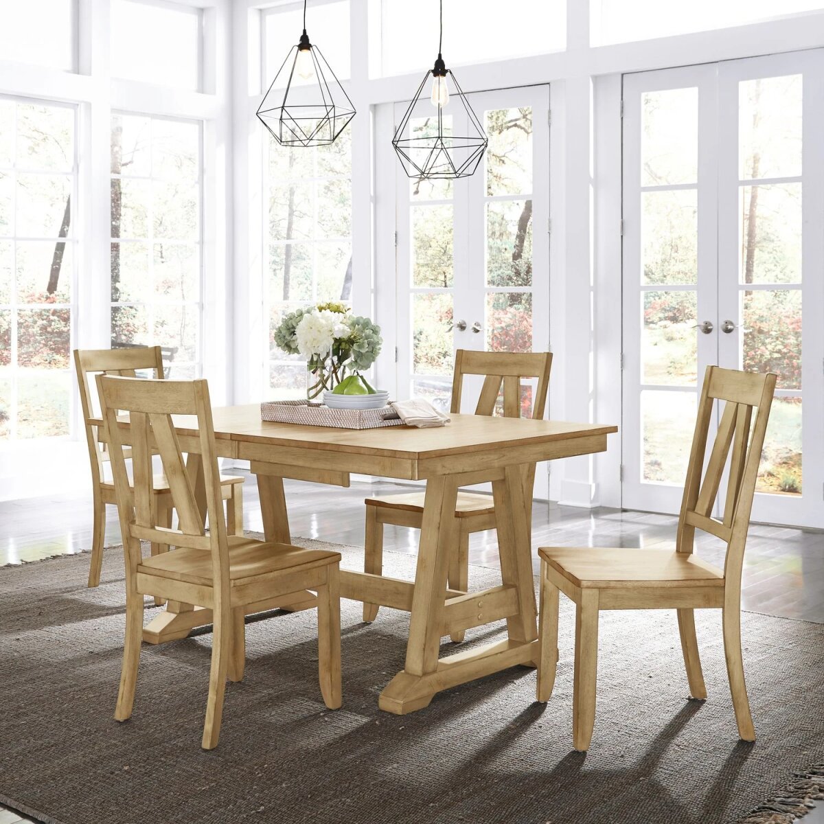 3a4c0ced24523bfe952876bbab08c551 5 Piece Trestle Table Set - Image 1
