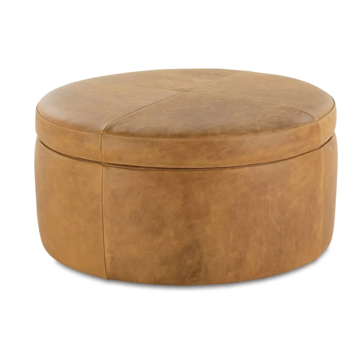 3ffab0e481eff960252a9d0cdff769c4 Cyrus 36" Round Leather Storage Ottoman - Image 1
