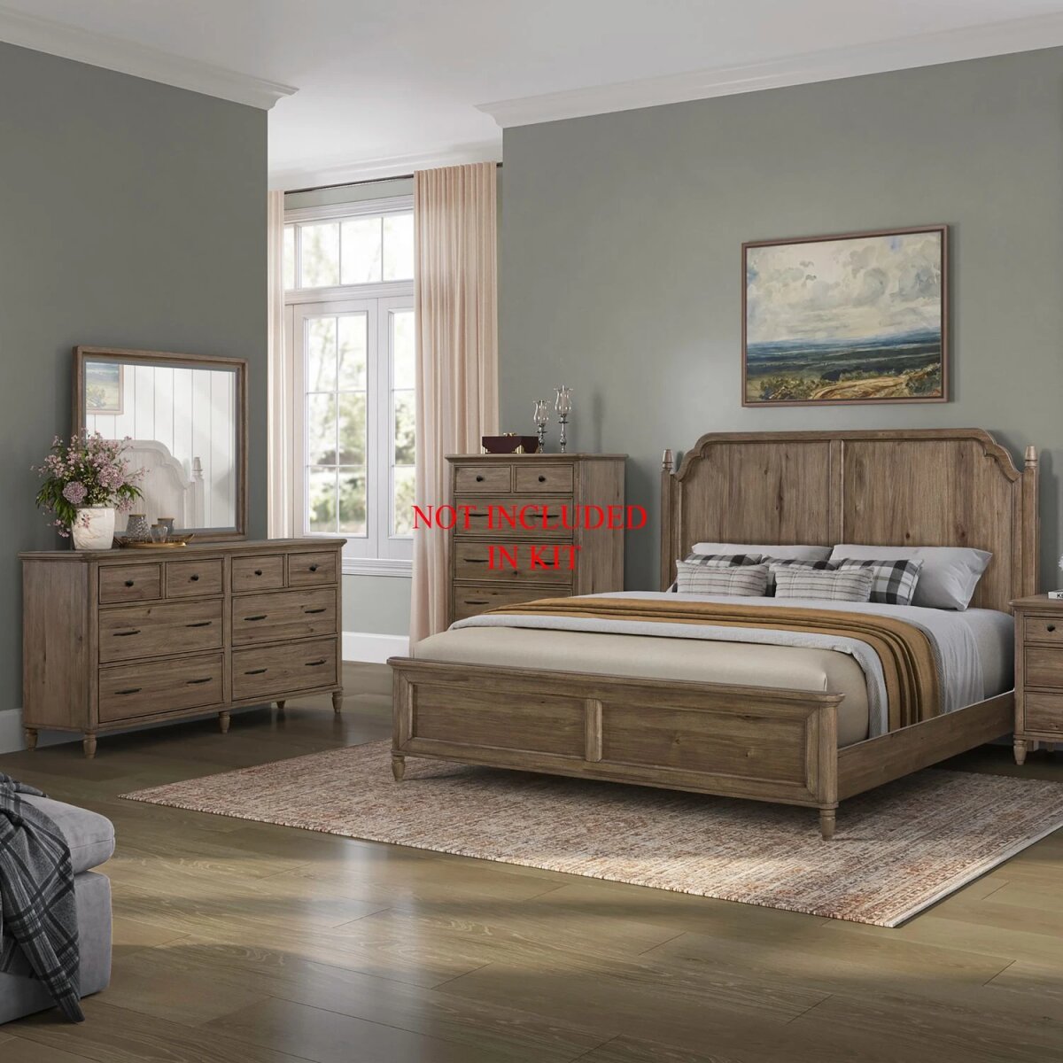 5b6c618ff0321d9752d3628b2154c4bf King Panel Bed, Dresser & Mirror - Image 1