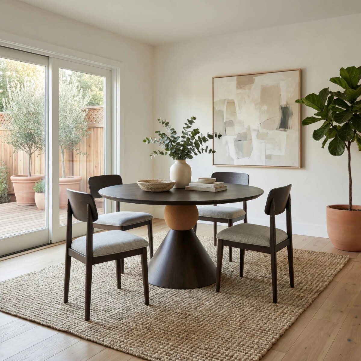 7e028971b4064357882e3ae1b0e066c5 Opt 5 Piece Round Ped Table Set - Image 1