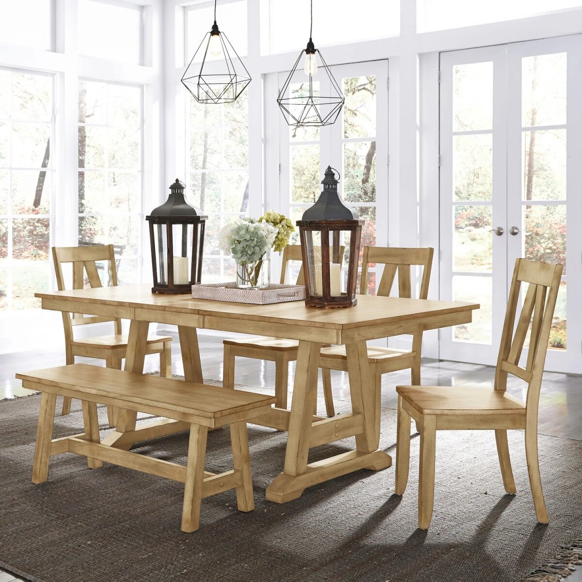 eb97e4bc178e6158a2a64cd06e15eb4f 6 Piece Trestle Table Set - Image 1