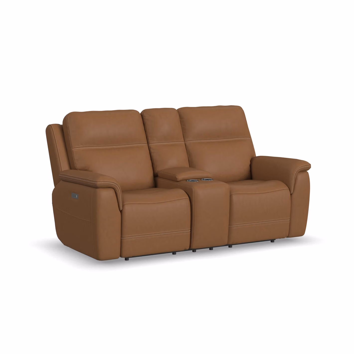 933935cc98f8c0c2d0259309cf3be068 Sawyer Leather Pwr Recl Loveseat w/ Console, Pwr Hdrsts, Lumbar - Image 1