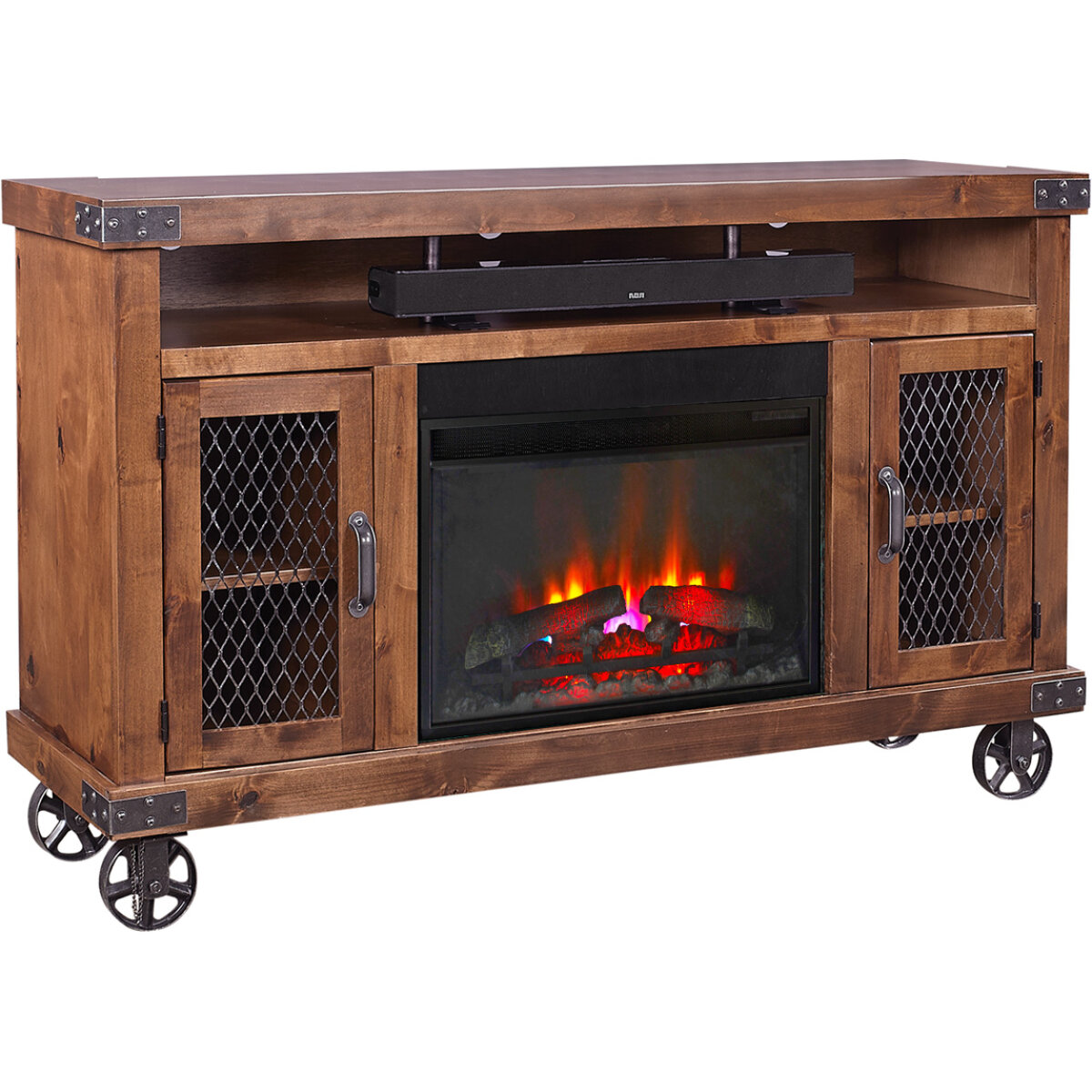 0e91ee51134af119fdabe2d51f372f6e Industrial 62" Highboy Fireplace Console - Image 1