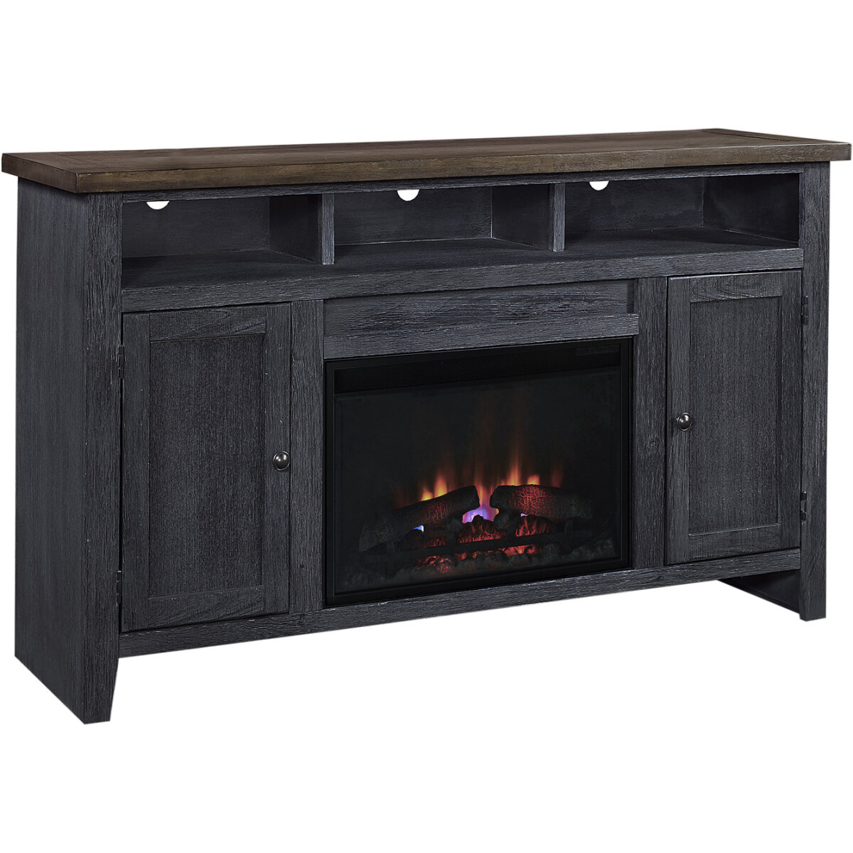 1373b8bc56169d1fc53d750994a55300 Eastport 65" Fireplace Console W/ 2 Doors WME1901-DBK WME1901-DBK - Image 1