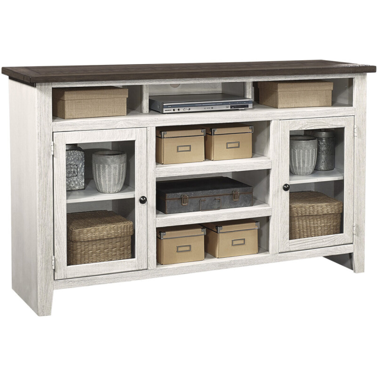 7ddda342290c8c51d0365bbf87f9de34 Eastport 65" Highboy Console W/ 2 Doors ME1244-MBL - Image 1