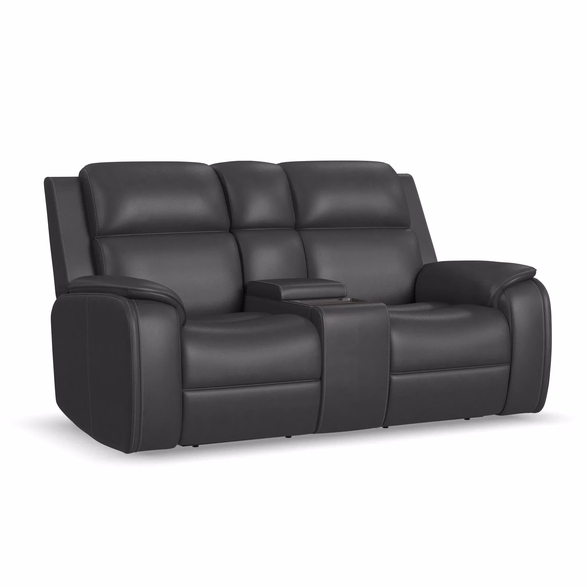 127b2a6ed9bbaad2ad3c33211d12e408 Ziggy Leather Power Reclining Loveseat with Console, Power Headrest, Lumbar, Heat & Massage - Image 1