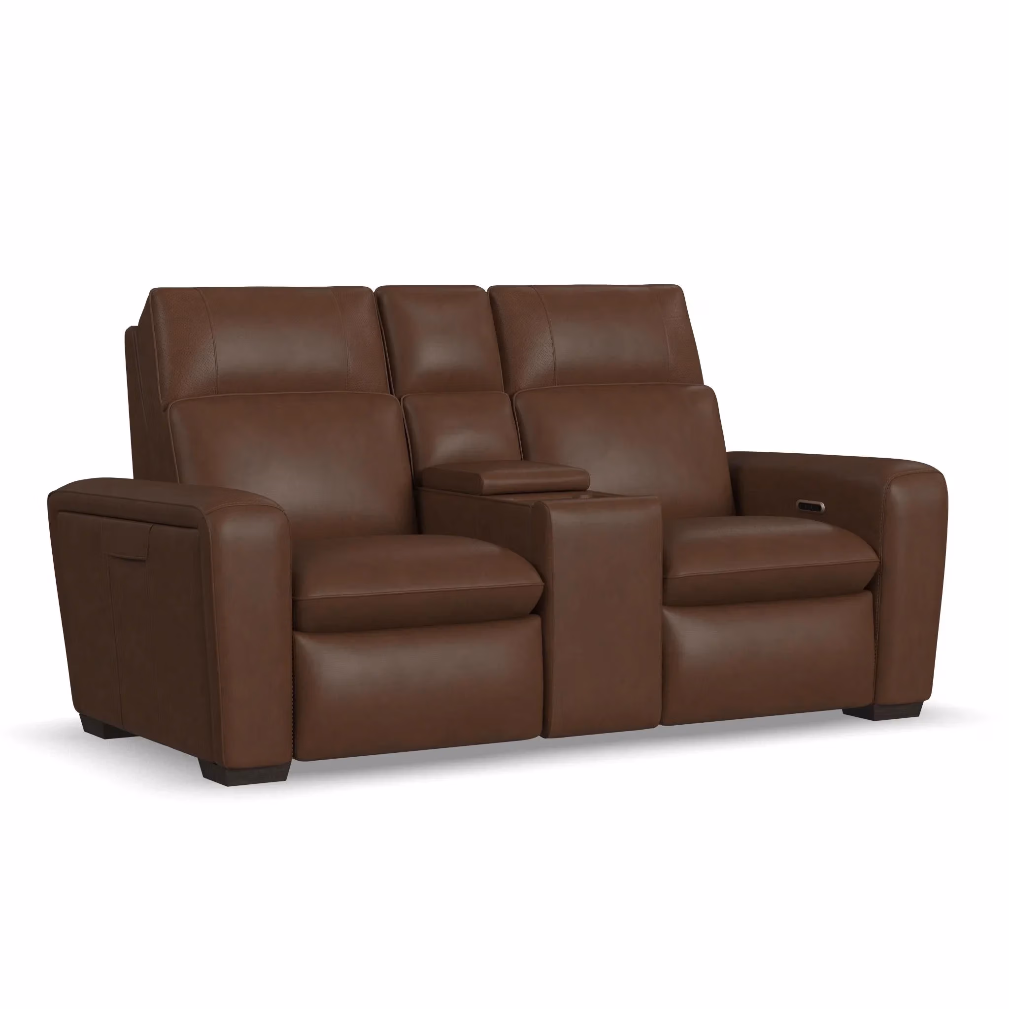 0edee559c9b5ed2fa8efab27f6ed9034 Sense Leather Power Reclining Loveseat with Console, Power Headrest, Lumbar & Pulse - Image 1