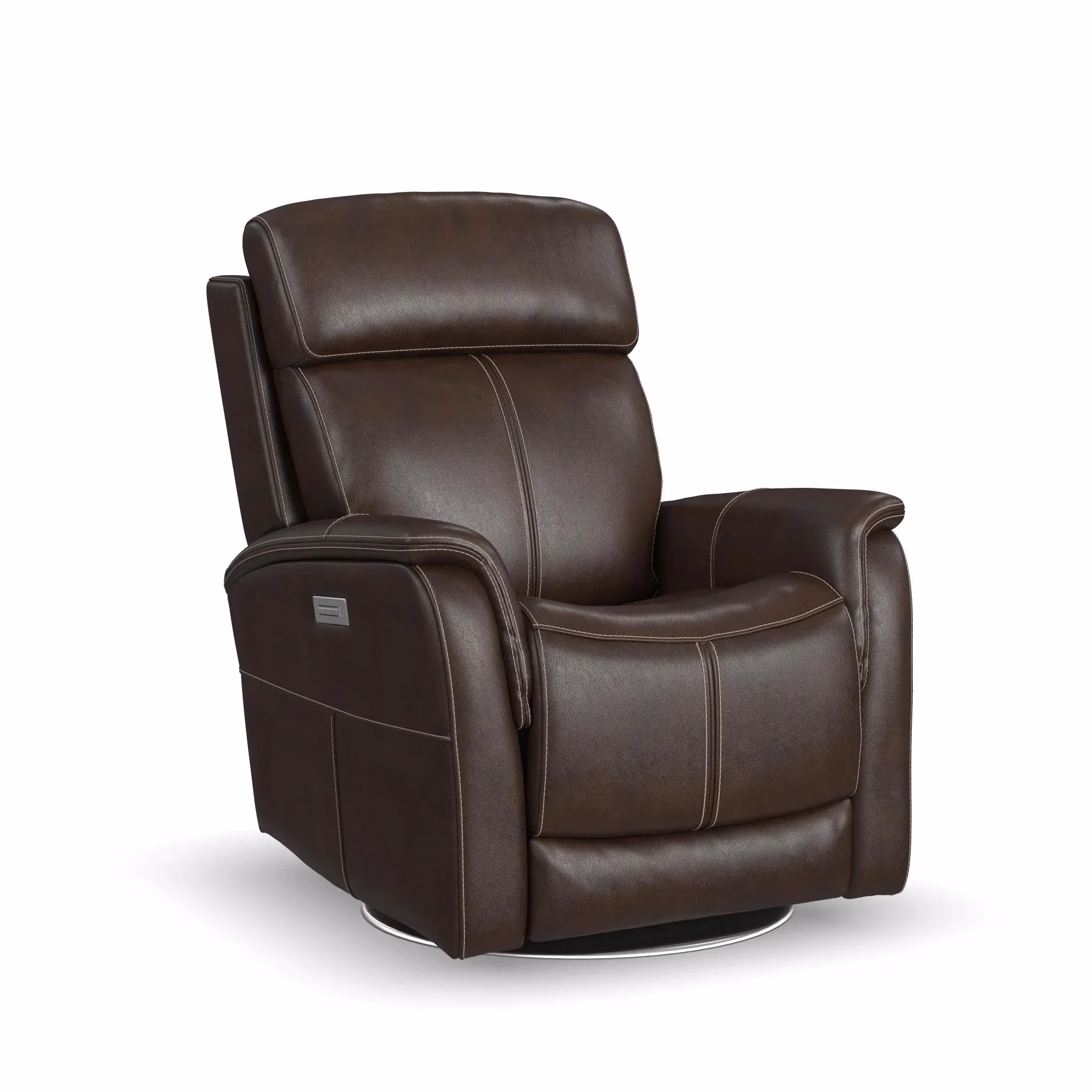0c73e56ecef29951b12bf5b724c209fe View Leather Power Swivel Recliner with Power Headrest - Image 1