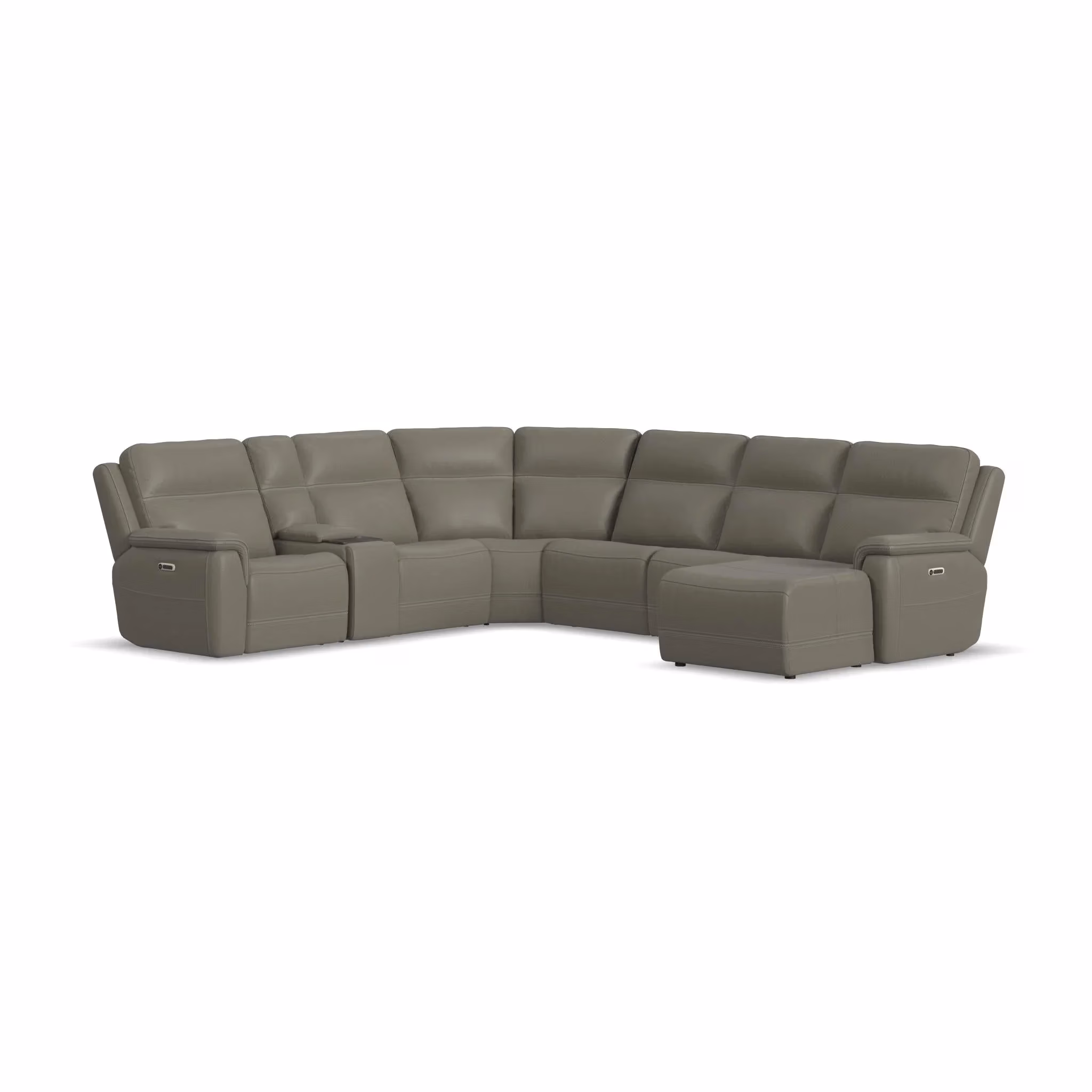 15e3b28661645a532f8882a940b1771e Sawyer Leather Power Reclining Sectional with Power Headrests & Lumbar - Image 1