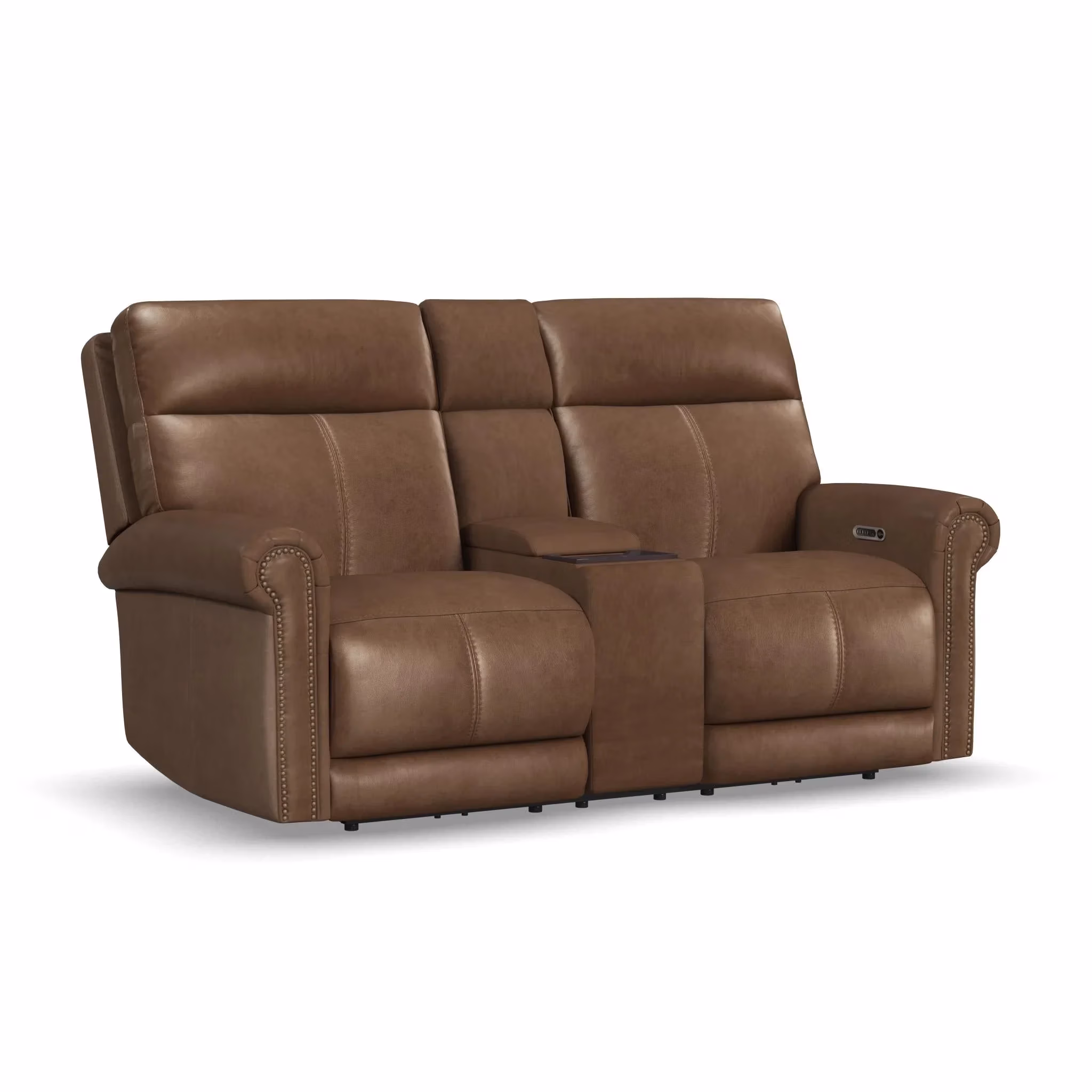 393a043db6978406bc58126a306c828a Alexander Leather Power Reclining Loveseat with Console, Power Headrest & Lumbar - Image 1