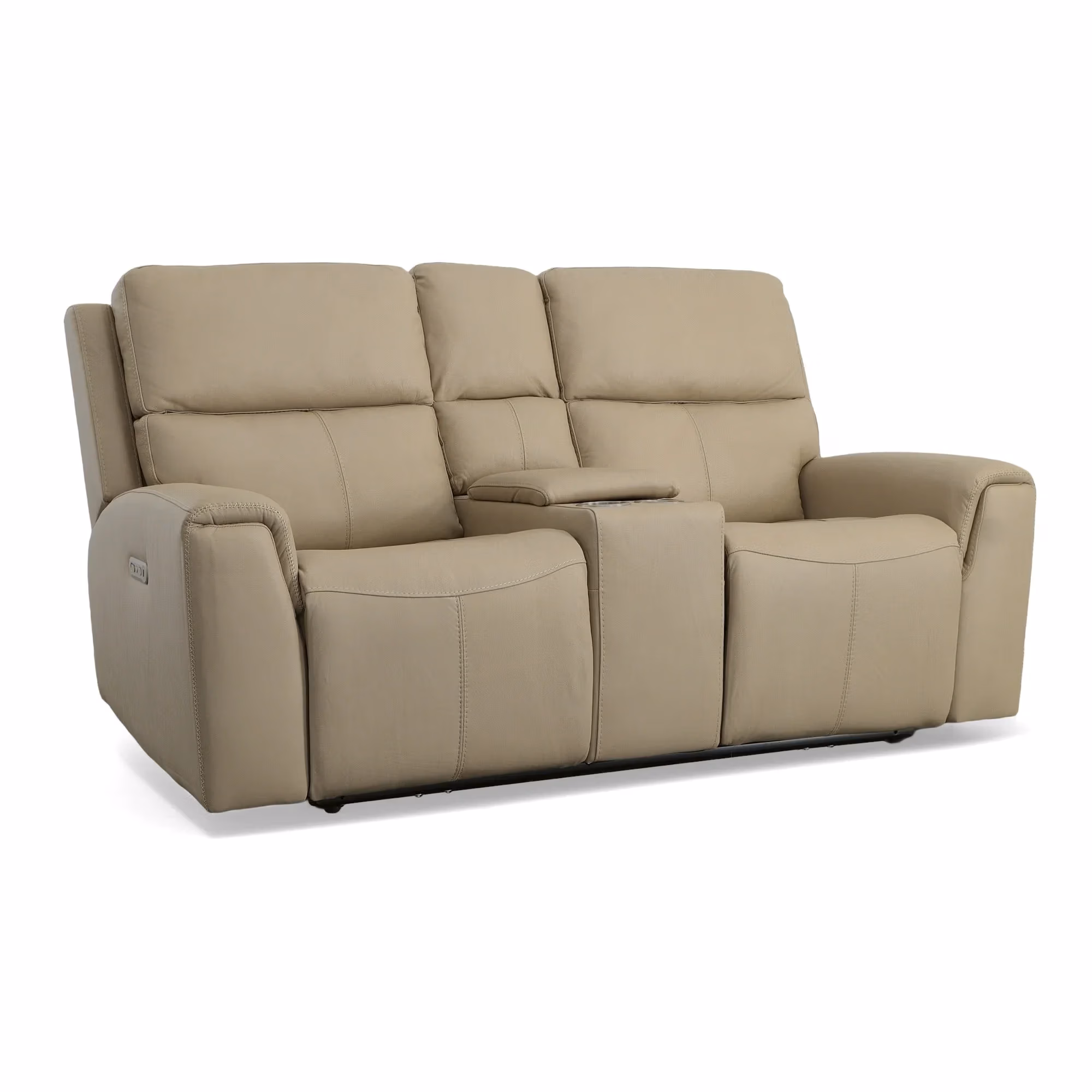 4d6bb251d953799a9347bd25c90af8bd Jarvis Parchment Leather Power Reclining Loveseat with Console & Power Headrests - Image 1
