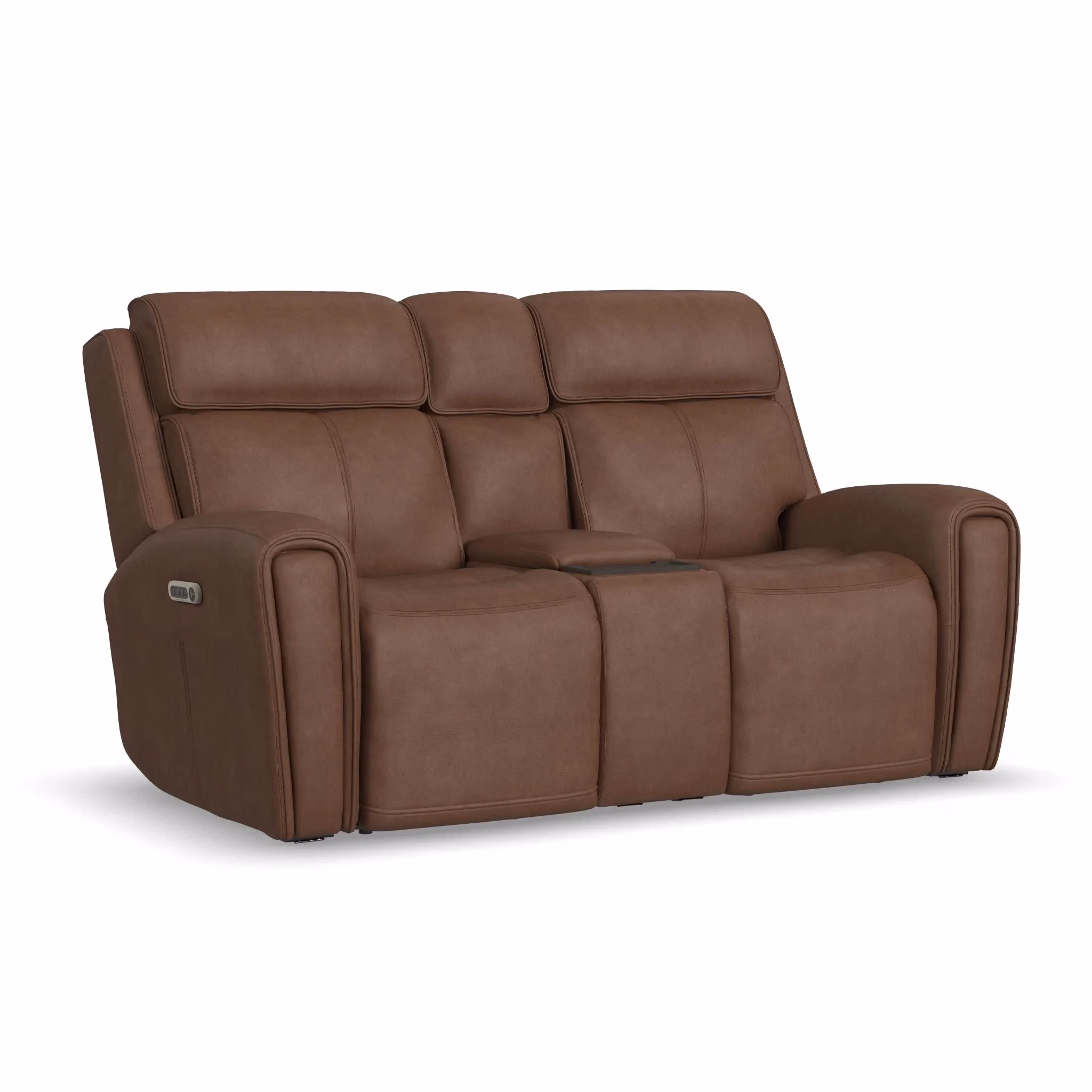 87a0acf4fb6ce7ec9d41e9bafaaa8927 Warren Leather Power Reclining Loveseat with Console, Power Headrest & Lumbar - Image 1
