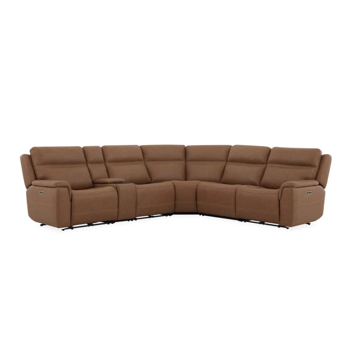 abf7ccb4d864dbe9f39a4f2012c94986 Sawyer Leather Power Reclining Sectional with Power Headrests & Lumbar - Image 1