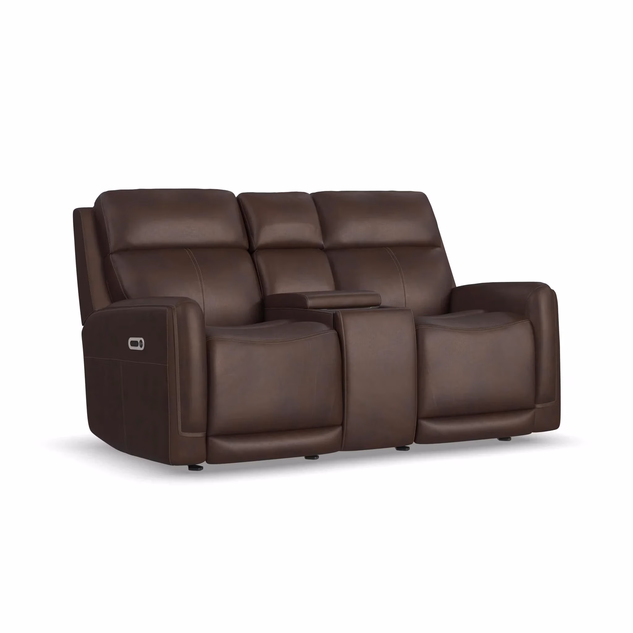 b1972a72485df03af92128759329c117 Alister Leather Power Gliding Loveseat with Console, Power Headrests & Lumbar - Image 1
