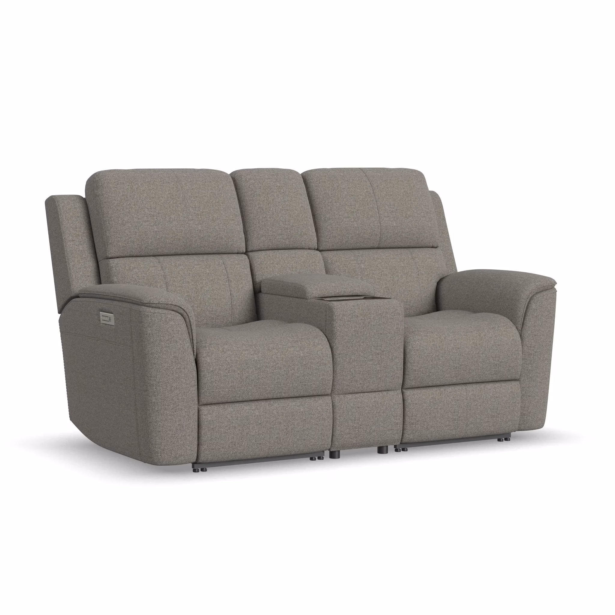 ba10e77d29e6f7fe984557aa3c7187f8 Henry Fabric Power Reclining Loveseat with Console & Power Headrests & Lumbar - Image 1