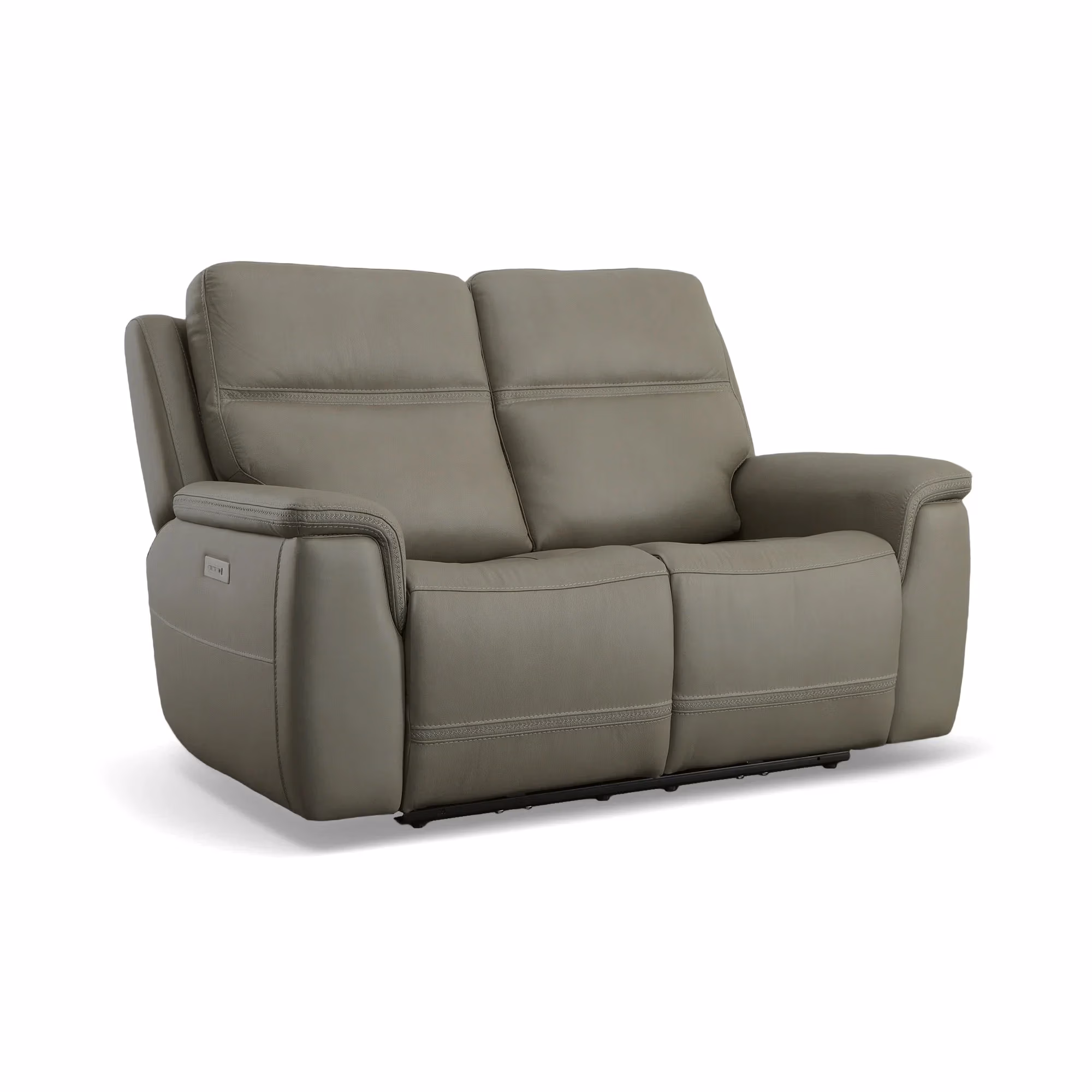 bf66233f1b499aef6aee779e7590260e Sawyer Grey Leather Power Reclining Loveseat w/ Pwr Headrests, Lumbar - Image 1