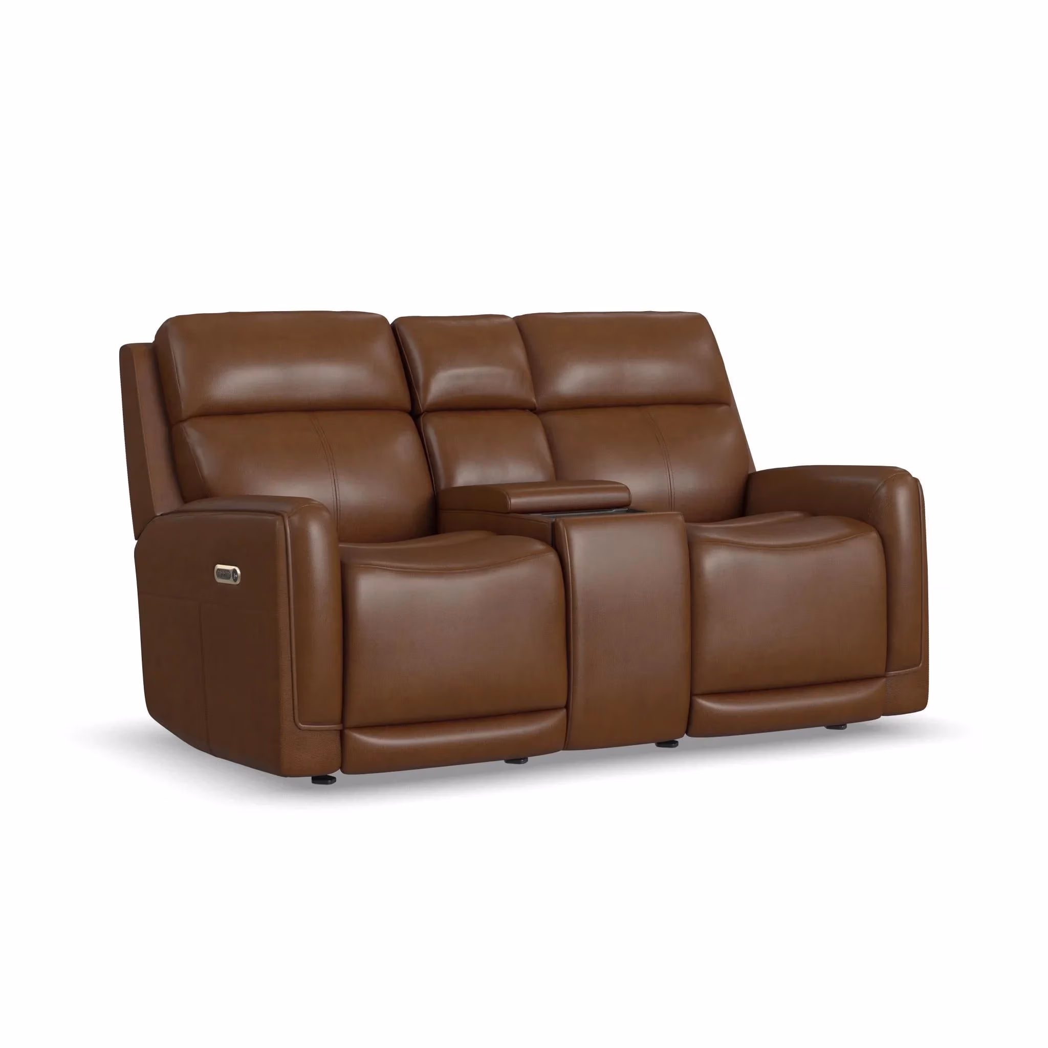 c080206a0375efb988e67d3893e7de46 Alister Leather Power Gliding Loveseat with Console, Power Headrests & Lumbar - Image 1