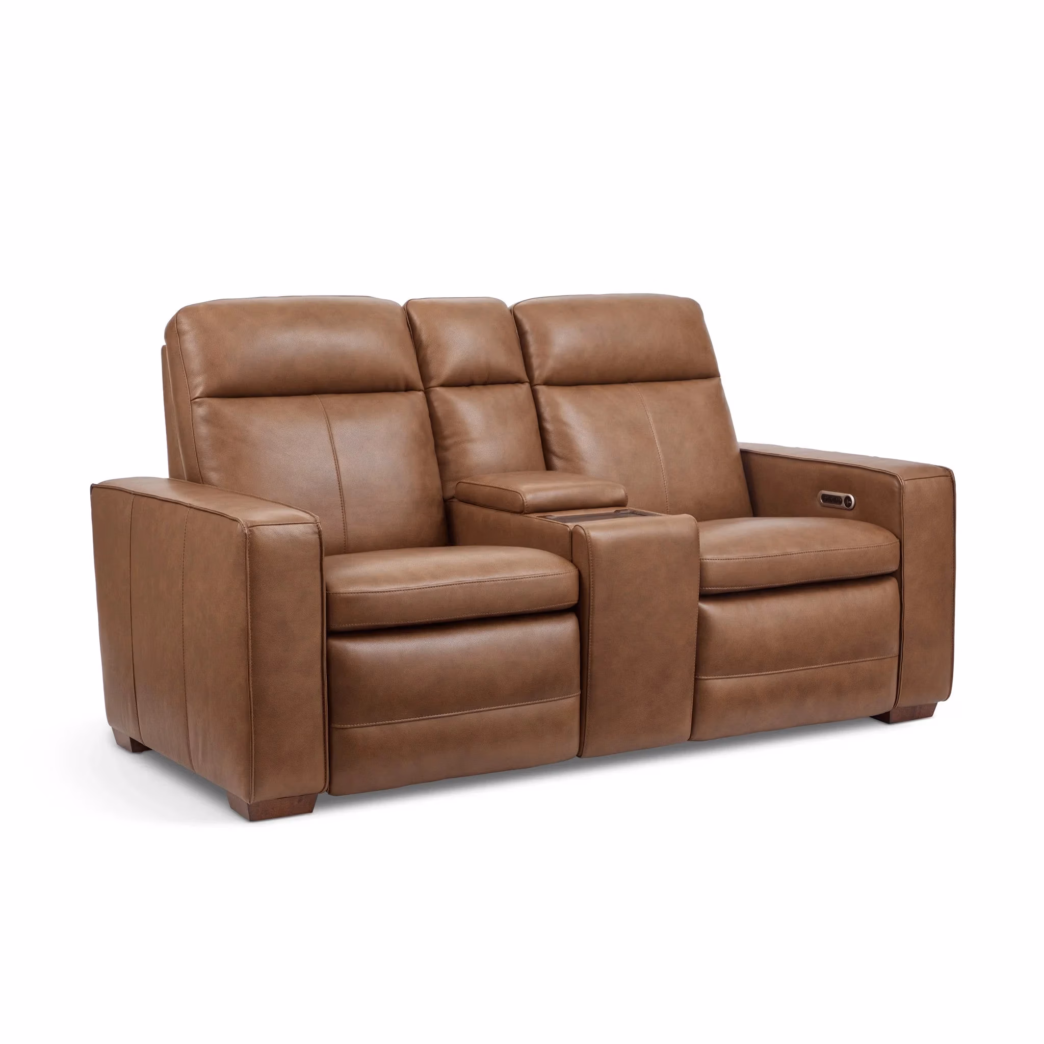 daa5d04e8ba8d26dda5a38b134b8b064 Dutch Leather Power Reclining Loveseat with Console, Power Headrest & Lumbar - Image 1