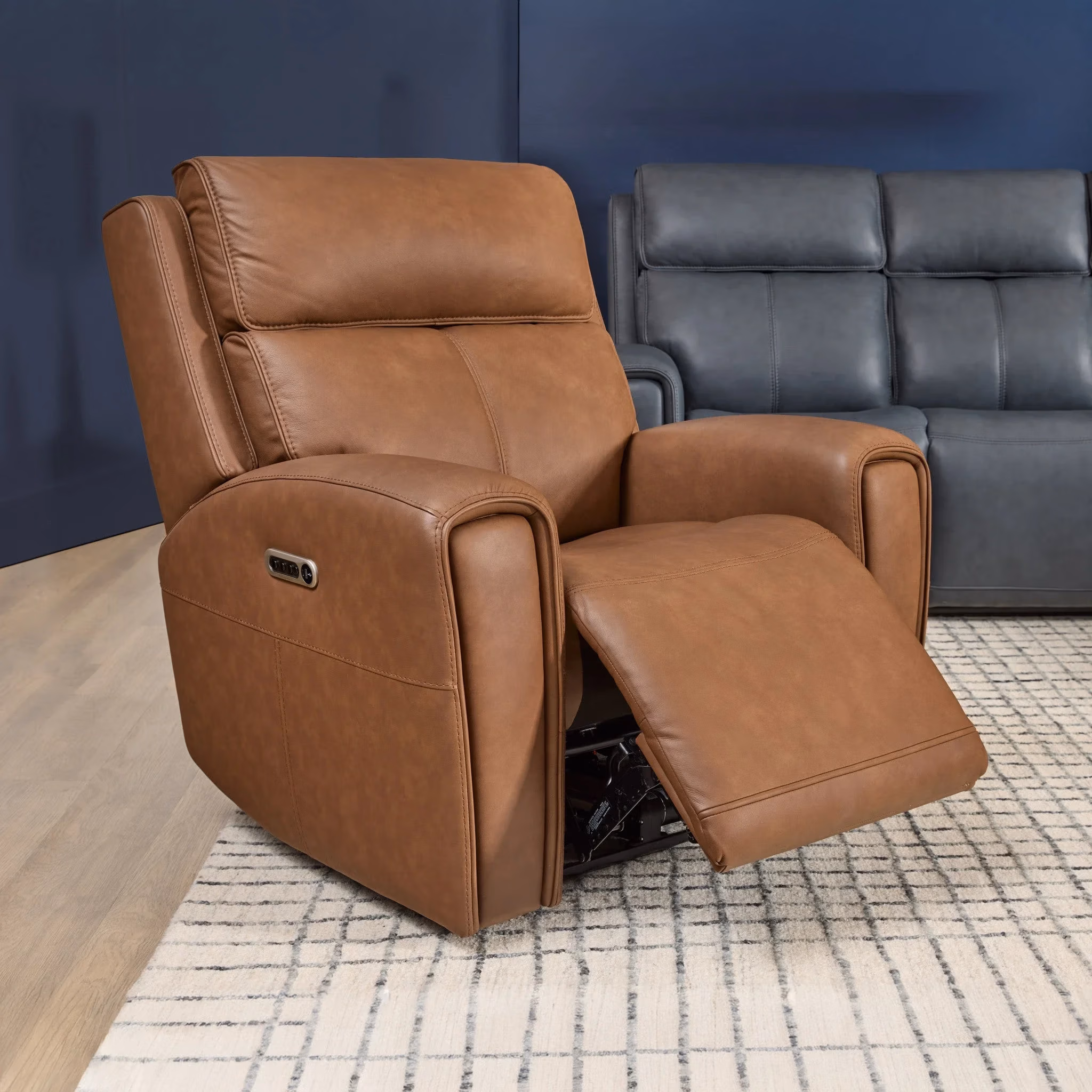 e433d08e6e624c86833fe63f972ec6b0 Warren Leather Power Recliner with Power Headrest & Lumbar - Image 1