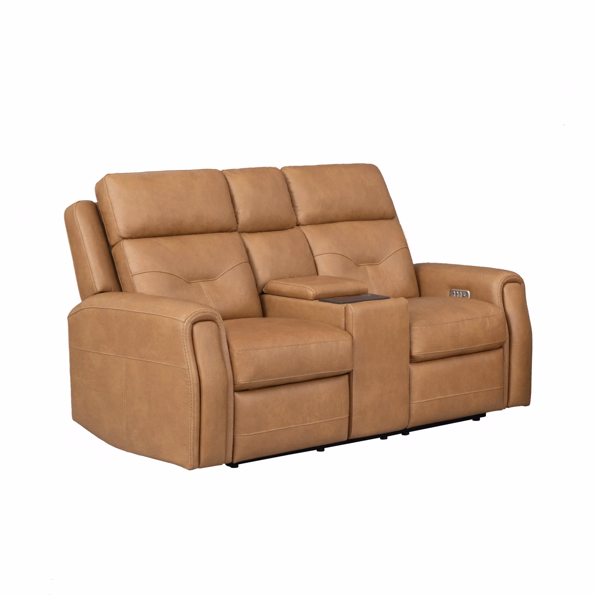 f85eadba516c12bda57360a2830a4242 Felix Leather Power Reclining Loveseat with Console, Power Headrest, Lumbar, Heat & Massage - Image 1